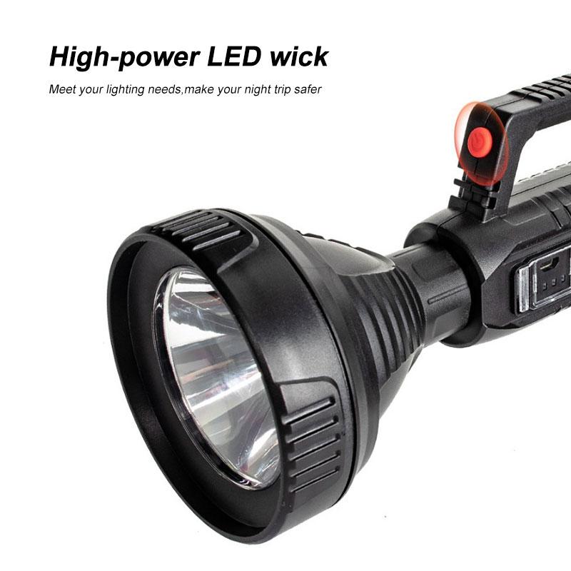 Powerful 10W LED Flashlight USB Rechargeable Torch Outdoor Waterproof Portable Camping Spotlights Built-in 18650 Lithium Battery
