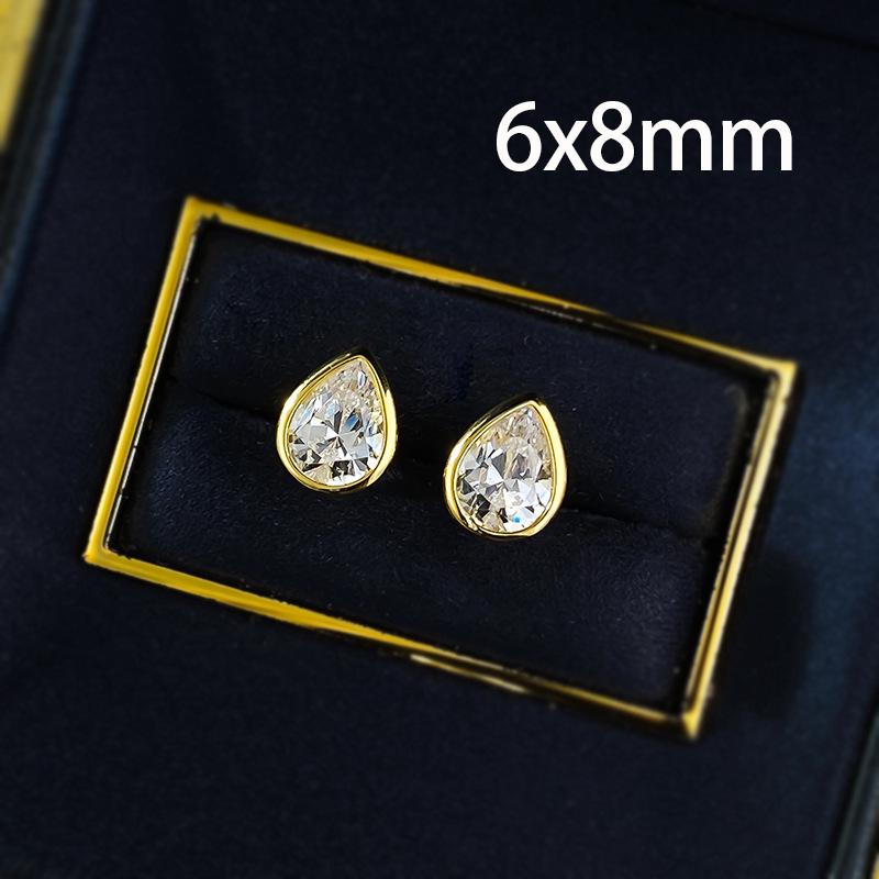 OEVAS Classic Oval/Water Drop Bubble Zircon Earrings for Women S925 Silver Plated Gold Party Fine Jewelry
