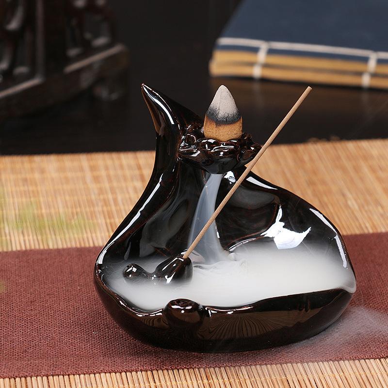 Creative Home Decor Backflow Stick Incense Burner Ceramic Censer Home Decoration Use In Home Teahouse Zen Yoga Decor -No Incense 7