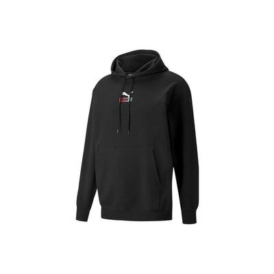 Puma Einfarbiger Logo-Print Langarm-Hoodie Herren Hoodies Schwarz 535303-01