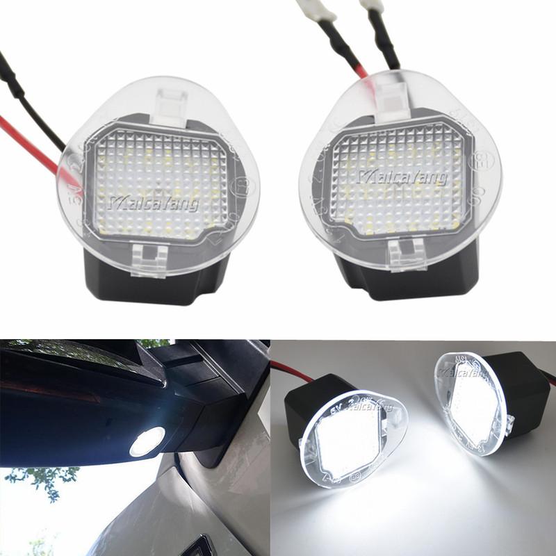 2x LED Side Wing Rearview Mirror Puddle Light Welcome Courtesy Lamp Trim For Jeep Grand Cherokee 2014-2017