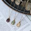 Plated 18K Gold Green Stone Necklace Purple Gold Collarbone Chain  Women