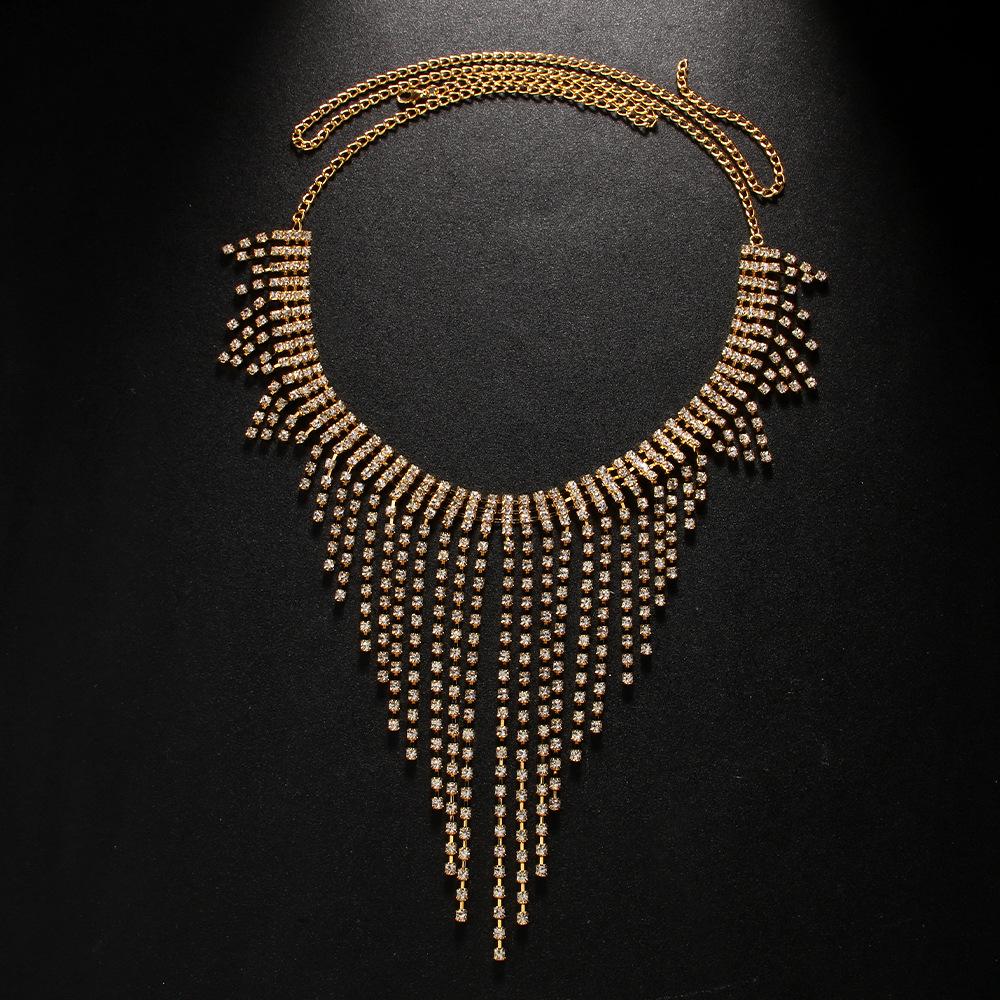 Lanț de Talie cu Franjuri și Strassuri pe Mai Multe Niveluri Chiloți Lanț de Corp Sexy pentru Plajă Lanț de Corp pentru Doamne