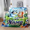 Bluey's Festive Football Fun Customize Your Name Blanket Throw Customizable Blanket Ultra-Soft Suitable for Picnics Chair Bedding Seaside