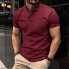 Men Shirts Henry Round Neck Cotton Short Sleeve T-shirt Men's Tshirt Casual Solid PoIo Shirt