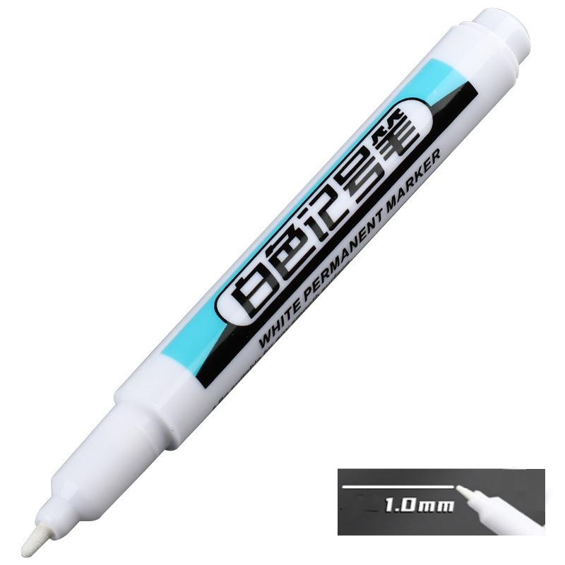 

2pcs White Permanent Marker Pen 0.7/1.0/2.5mm Quick-Drying Ink for Painting Wood Plastic Leather Glass Stone Metal Craft Marking