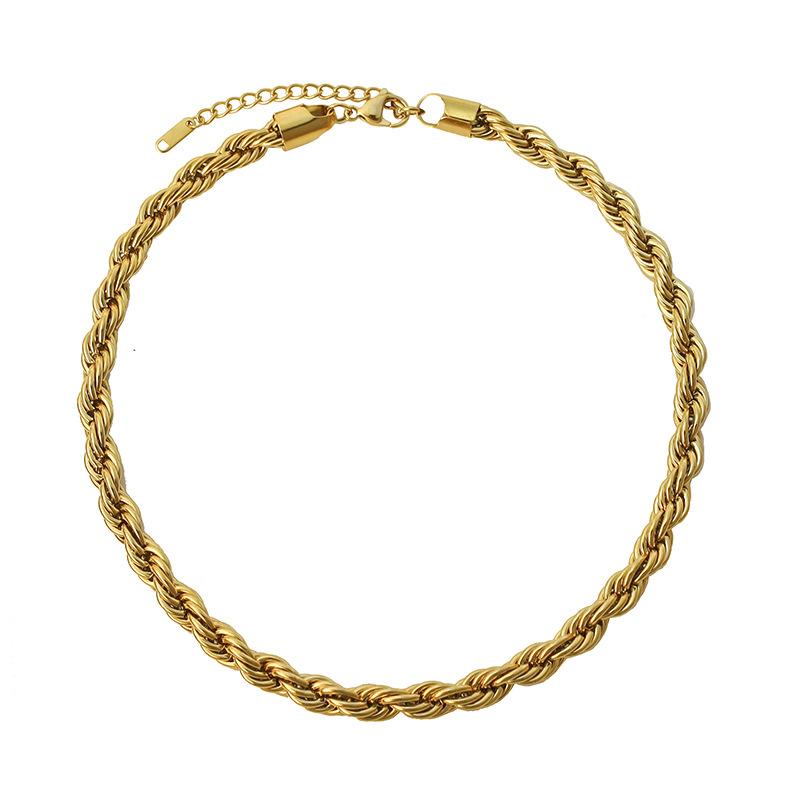 Stainless Steel Personalized Popular Non-Fading Texture Twist Twist Chain Niche Necklace Bracelet Set Elegant Accessories