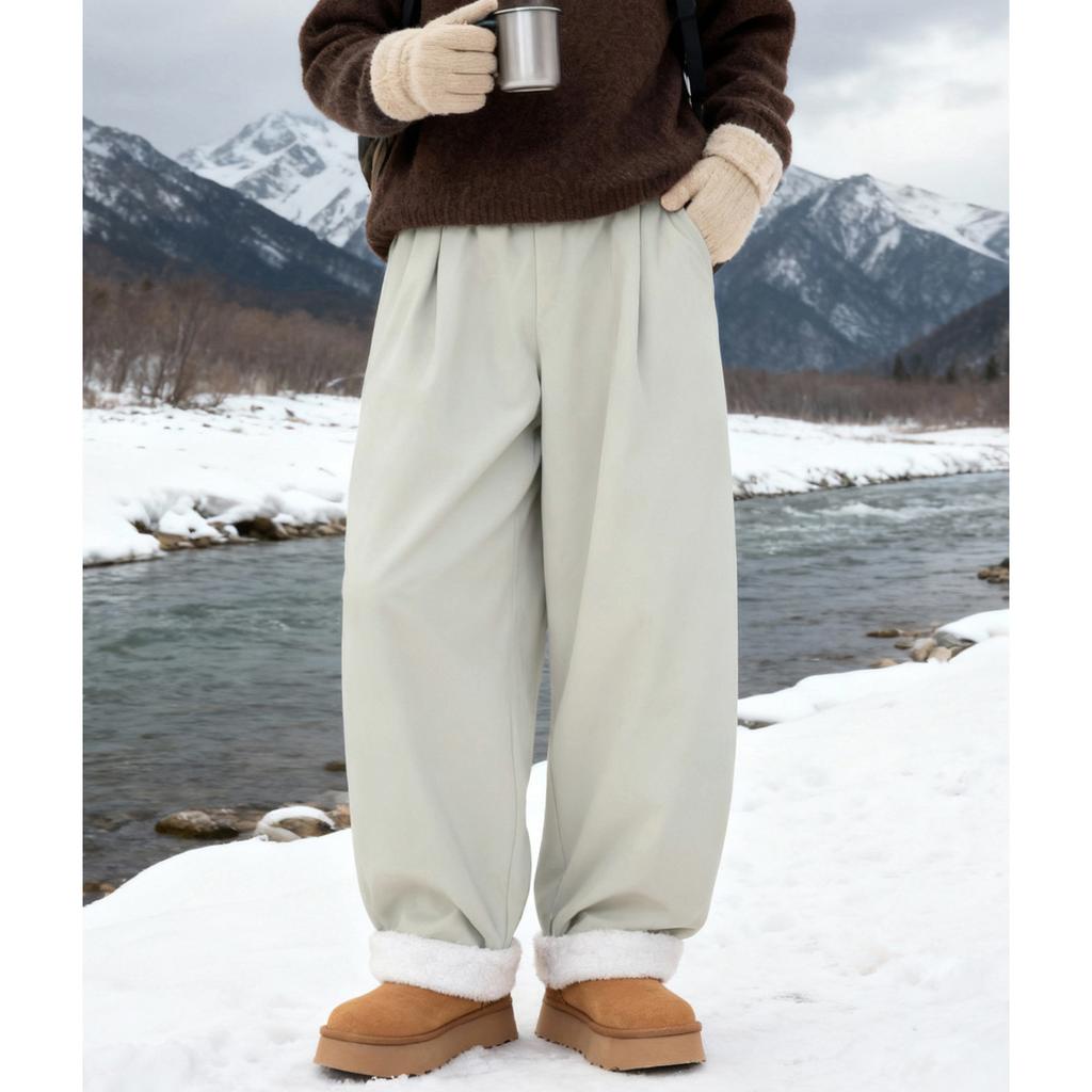 Three-dimensional pleated thermal cotton pants men's winter silhouette loose tide brand scimitar pants piled and thickened casual long pants