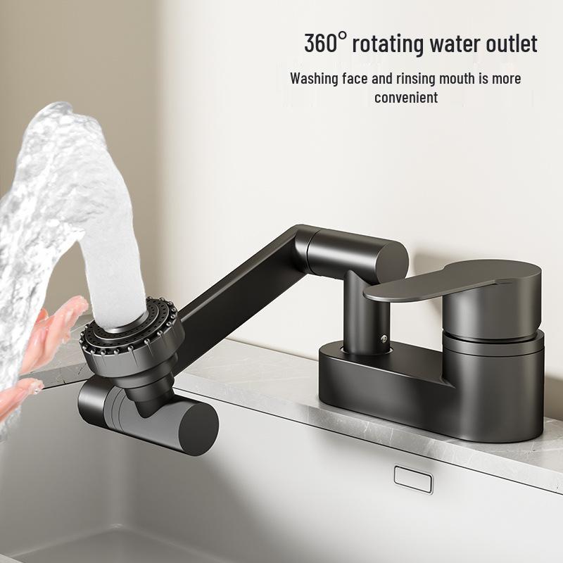 Double-Hole Bathroom Sink Faucet with Hot/Cold Mixer Valve for Washbasin - Traditional Three-Hole Design