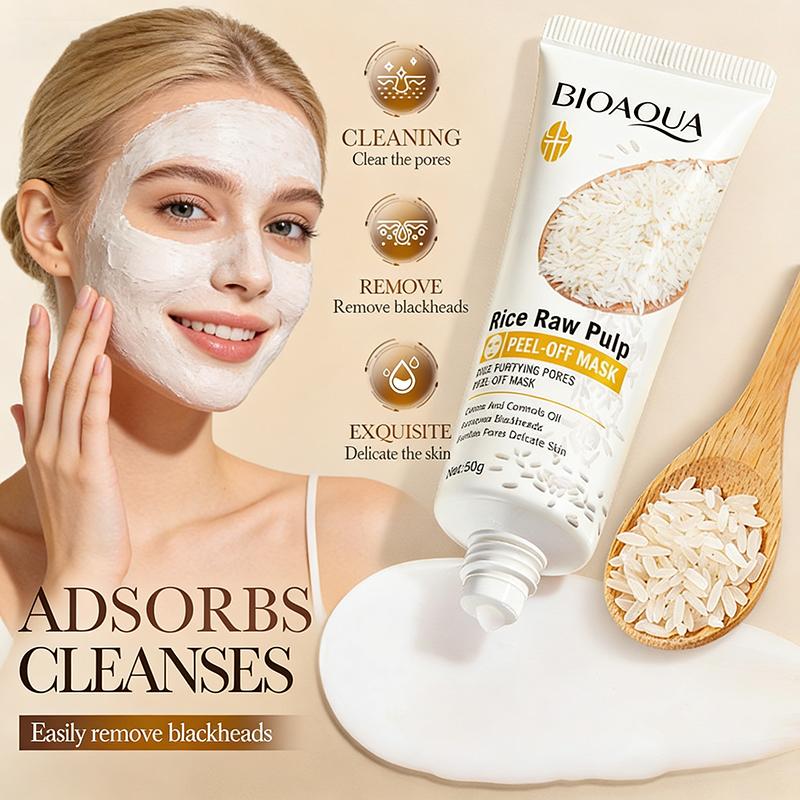 BIOAQUA Rice Raw Pulp Face Peel Off Mask Purifying Pores Clean Whitening Remove Blackheads Peeling Facial Masks Skin Care