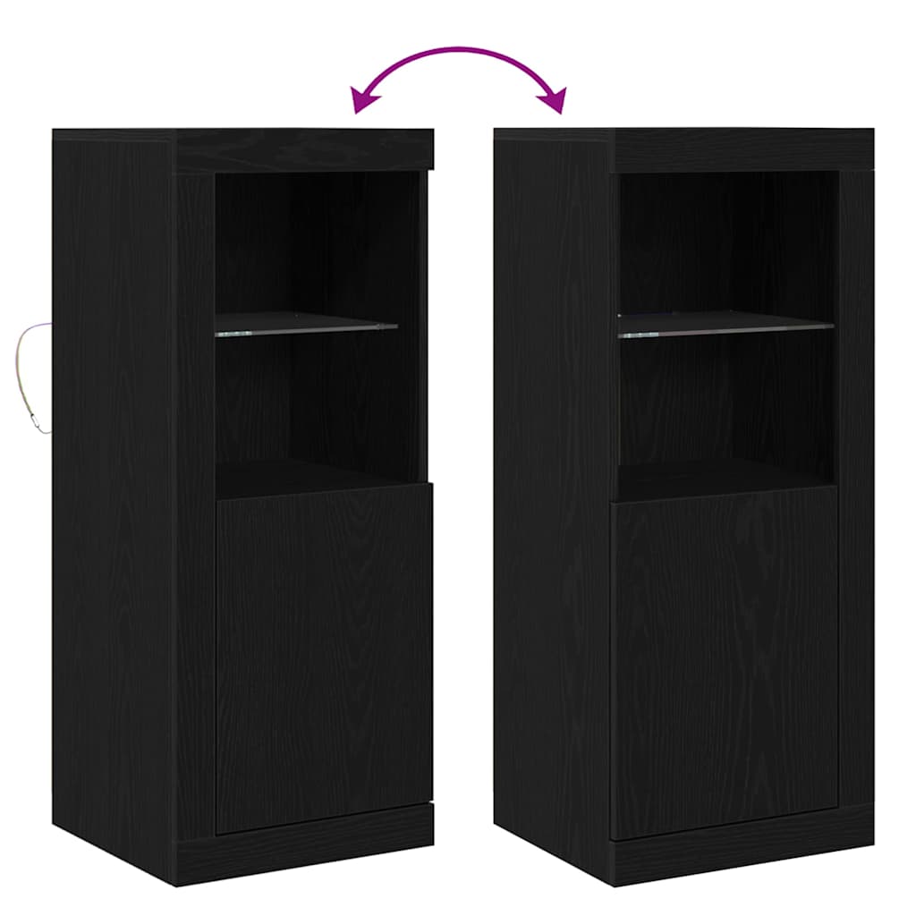 LED Sideboard Black 41 X 37 X 100 Cm Engineered Wood