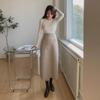 New Arrivals Open Run Women Long Pastel Wool Skirt Slit Back Band