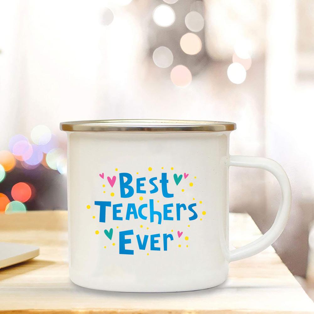 Best Teacher Ever Enamel Cup Coffee Lover Original Gift Teacher's Day Surprise for Teacher Enamel Coffee Tea Mug Novelty Gifts
