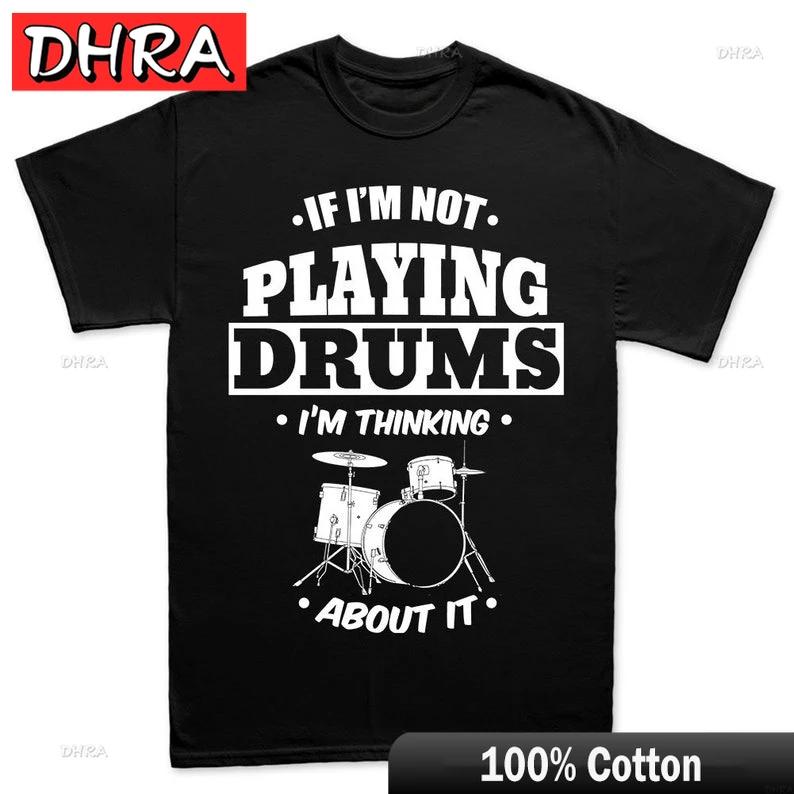 Unisexs Playing Drums Thinking about Drums Drummer T Shirt Tee Top Tshirt Para Hombre for Vacation Printed Tee Classic Graphic S
