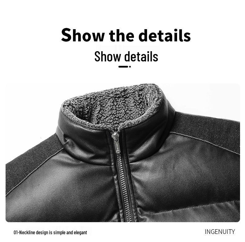 Veste tendance en cuir et coton pour homme 2023: Manteau d'hiver épaissi pour jeunes et adultes d'âge moyen
