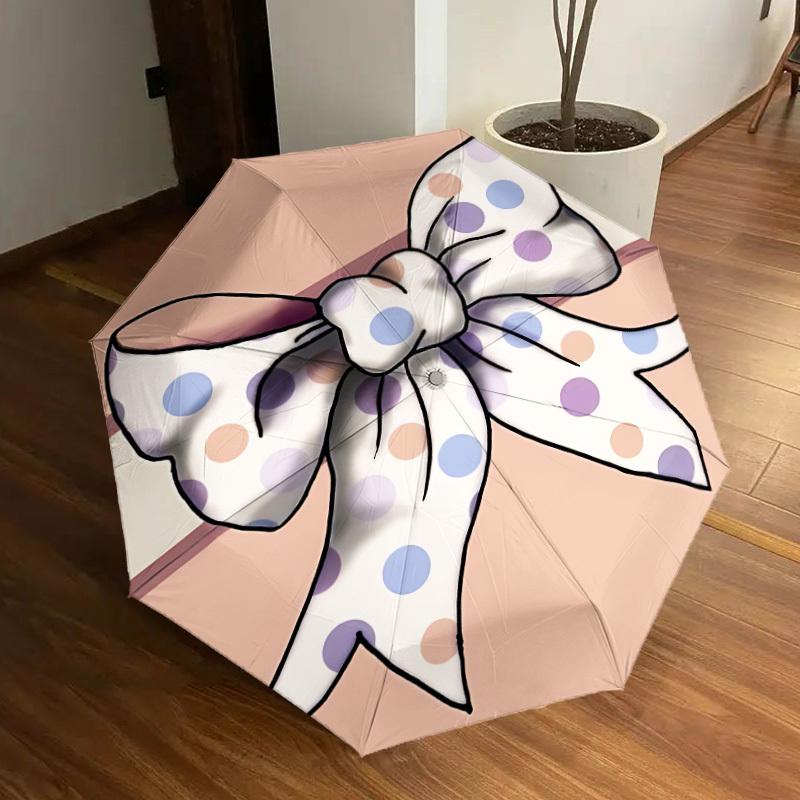 

1pc Polka Dot Bow Automatic Open/Close Umbrella, Formal Events - Ideal Gift for Family or Friends, Outdoor Accessory yy251211235