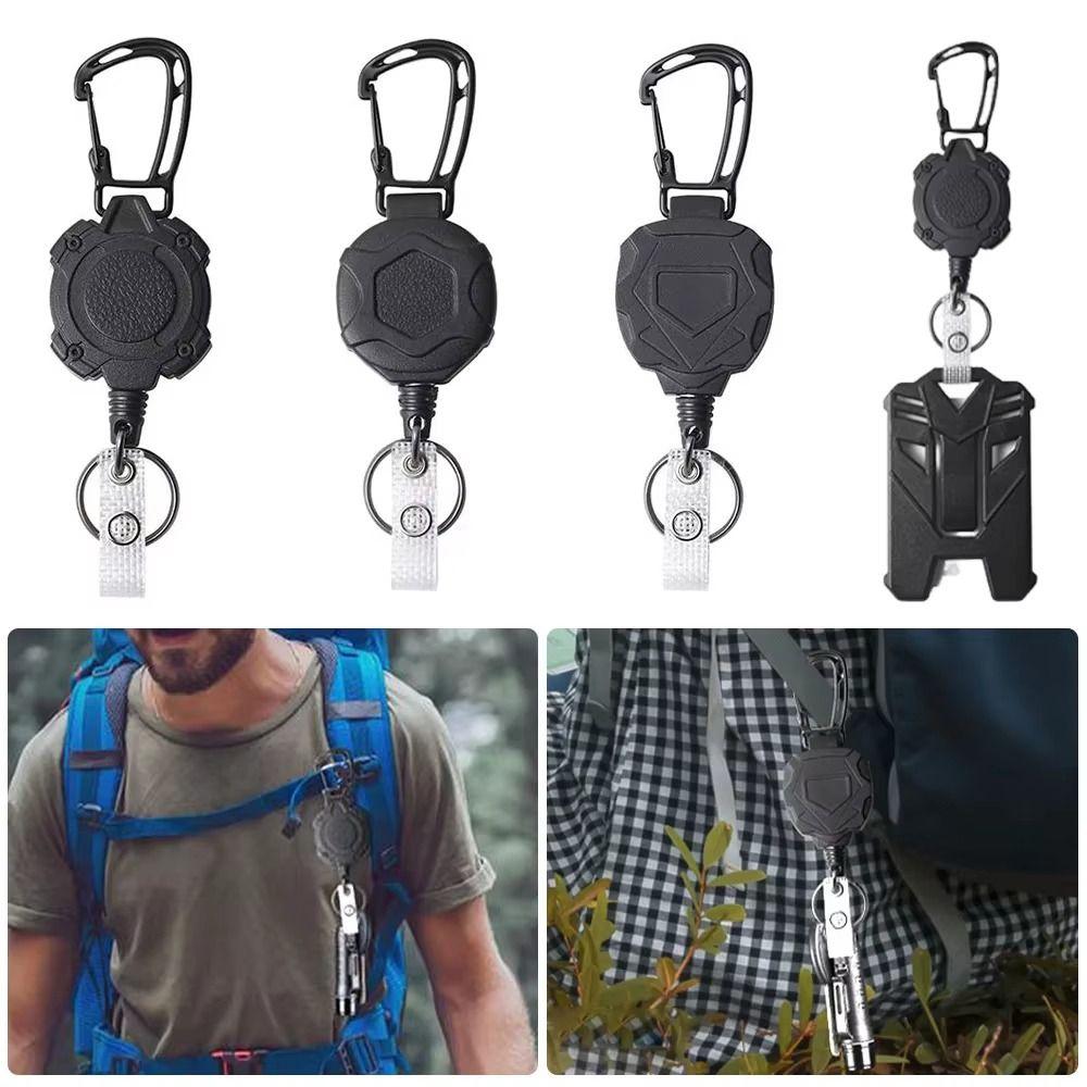 Strong Steel ID Card Holder Wire Rope Bus Card Cover Retractable Badge Reel  Outdoor Keychain