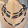 Natural Lapis Lazuli Stone Baroque Freshwater Pearl Colored Collarbone Chain French Gypsy Necklace Women'S Retro Premium