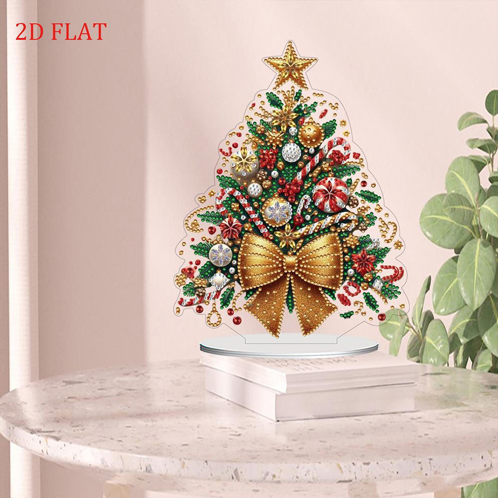 2D/Flat Christmas Tree DIY Diamond Painting Tabletop Ornaments Kit Diamond Painting Desktop Decorations Bedroom Table Decoration
