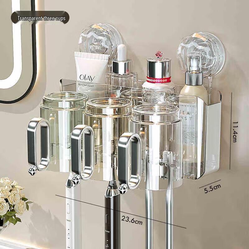 Transparent Wall-Mounted Toothbrush Holder