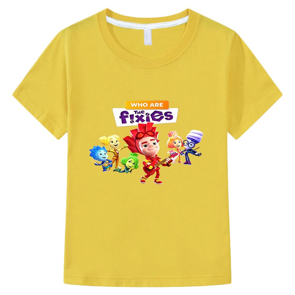 

The Fixies 100% Cotton Children New Funny Cartoon Print T-Shirt Girls Baby Boys Short Sleeve Kids Tops Summer Tees Witch Wizard 160 жовтий