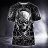 Summer Round Neck 3D Skull Print T-shirts Fashionable Casual Short Sleeved Men's T-shirts