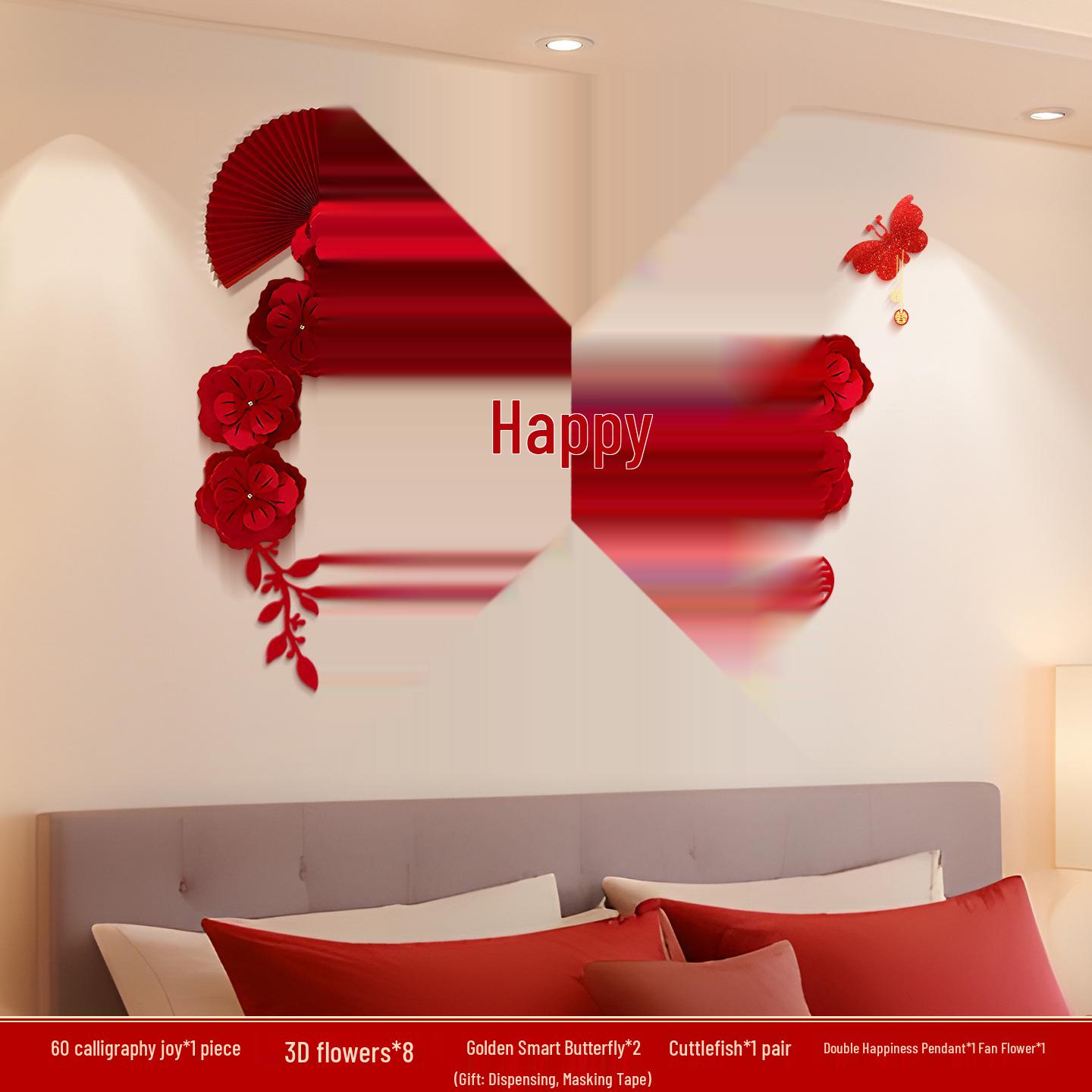 

Wedding Bedroom Decoration Set: Bride & Groom Wall Décor with Atmosphere Bunting