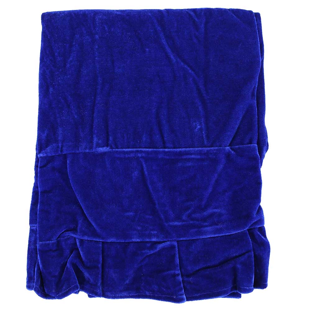 Pluszowa Tkanina Pokrowiec Przeciwkurzowy na Podwójny Stołek Pianinowy z Falbanką z Koronki (niebieski)