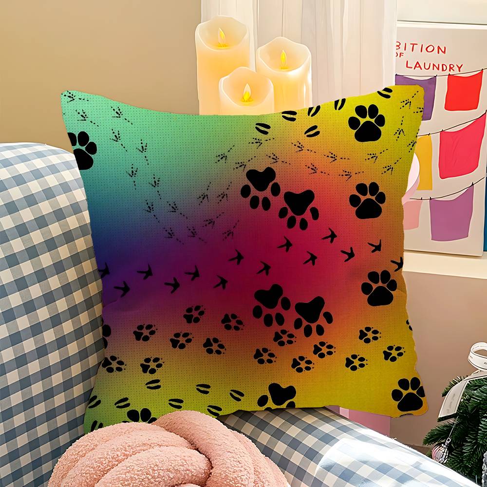 Cute Dog Paw Theme Maple Design Cushion Cover Happy Autumn Harvest decor Holiday Decorati Pillow Cover
