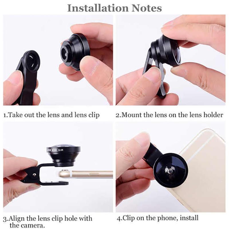 3 v 1 objektiv pro rybí telefon, generický fotoaparát pro chytré telefony, širokoúhlý objektiv s rybím okem a klip, makro fotoaparáty