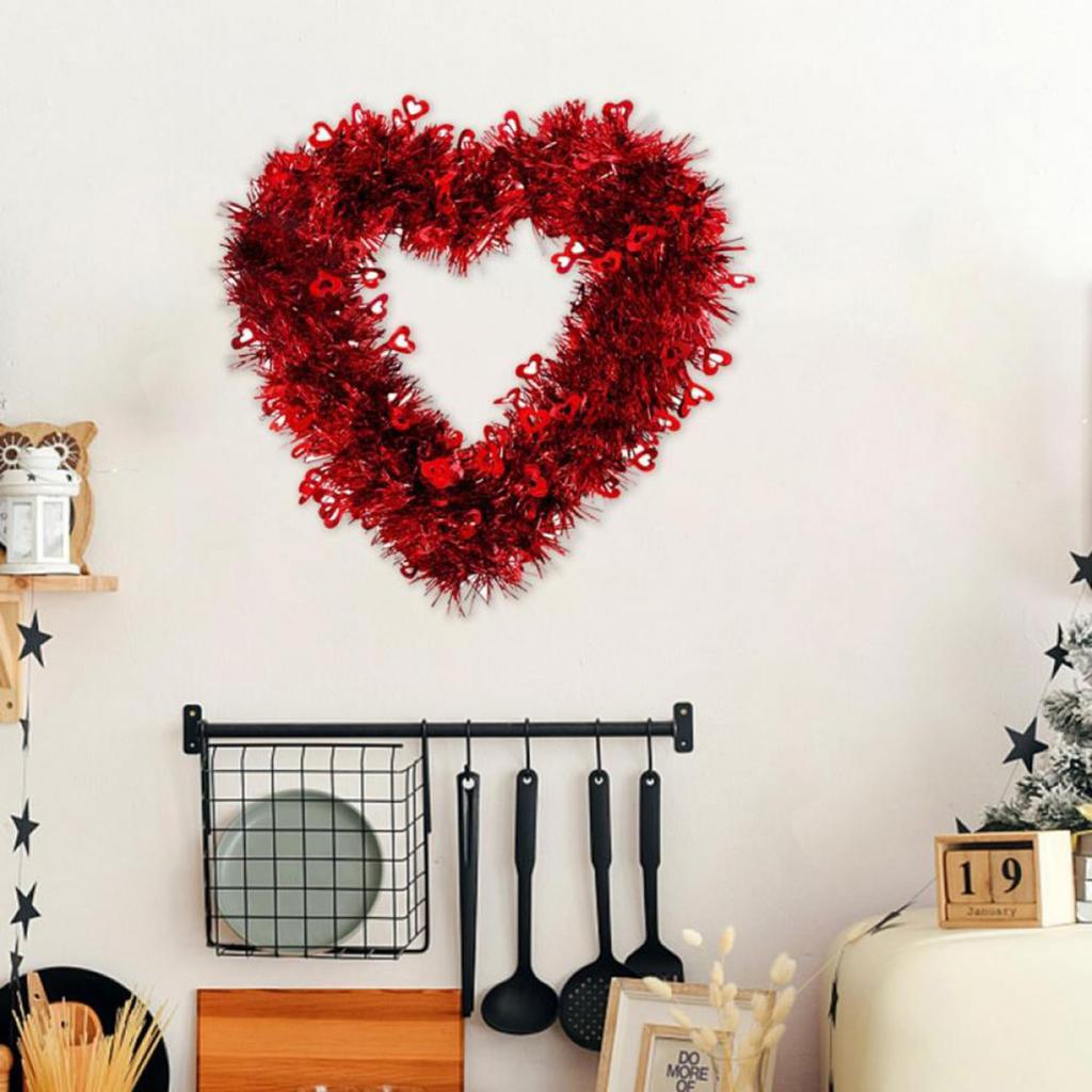 Sevgililer Günü Ön Kapı Çelengi, Tel Kalp Çelenkli İç Mekan Dış Mekan Dekorasyonu, Sevgililer Günü Kalp Çelenkli Tabela Duvara Asılan Dekorasyon