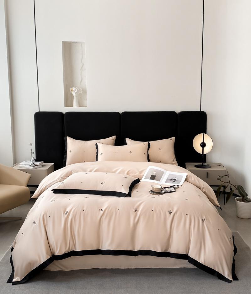 Simple light luxury Class A maternal and infant grade 4pcs set embroidered quilt cover bed sheet sleeping naked bedding 3pcs set