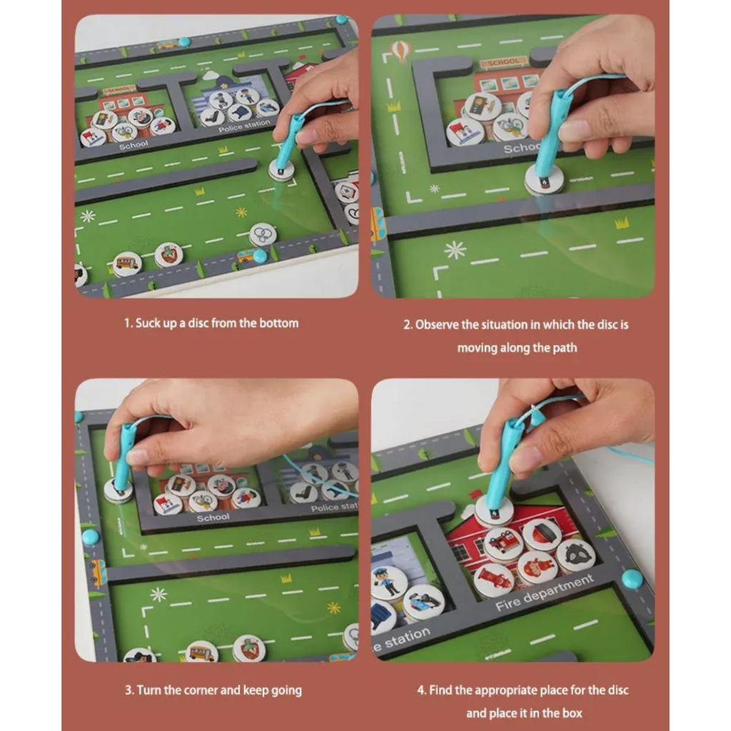 Kids Magnetic Pen Moving Bead Game Educational Fine Motor Skills Toy Montessori Color Sorting Toys Educational Toys for Kids