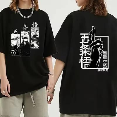 Anime Satoru Gojo Jujutsu Kaisen T-shirt Moda Lato Luźny Damski Męski Rękaw Bawełna Wysoka Jakość Casual T-shirt Miękkie Topy
