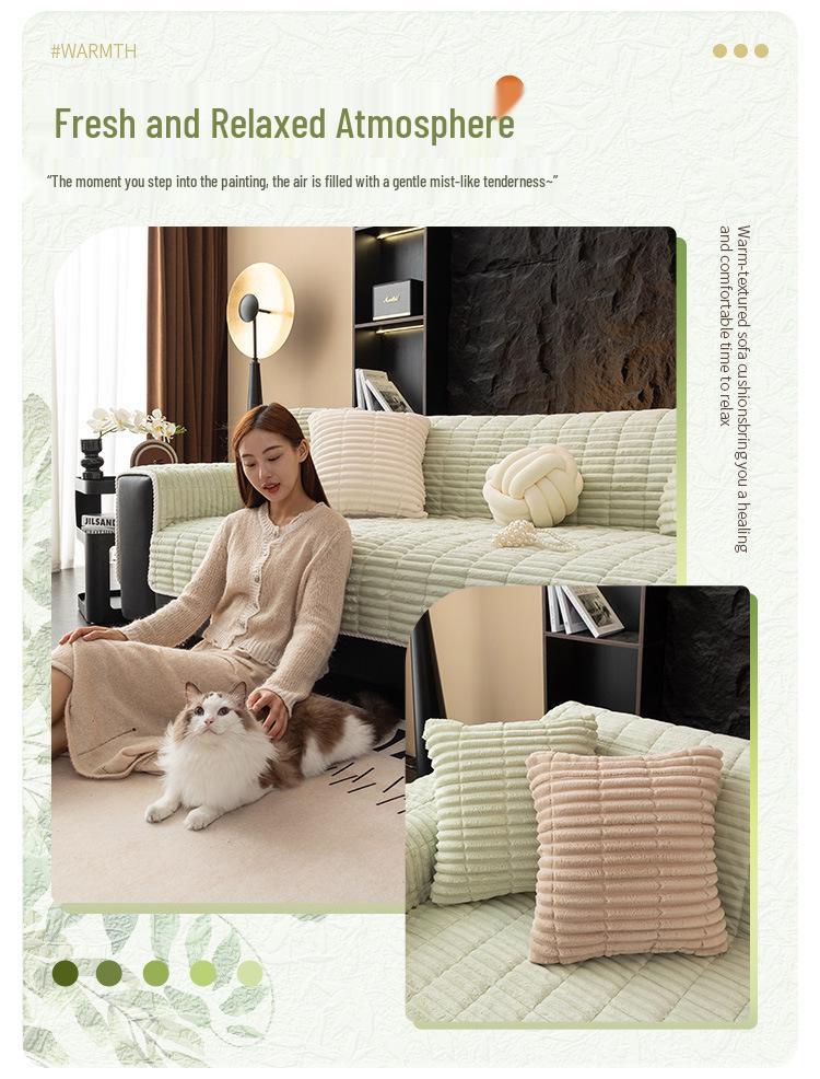 2026 Winter Plush Non-Slip Sofa Cushion & Leather Cover