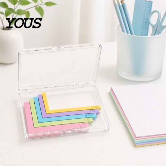 Paper Stacking Ruler Crafting Alignment Guides with Storage Case, 5 Pcs Color-Coded L-Shaped L-shaped Set Spacers Size Tabs for Card Making,