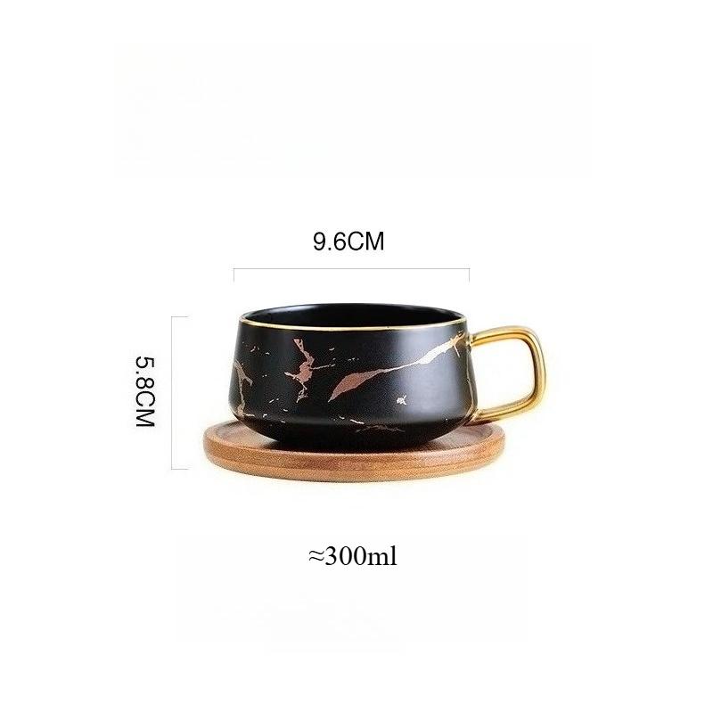 Nordic Marble Ceramic Coffee Mug Set With Lid Spoon Saucer Creative Couple Cup for Home Office Breakfast Afternoon Tea Gift