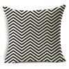 Housse de Coussin Géométrique Moderne Simple Noir et Blanc en Lin Décoration Douce pour Canapé de Maison