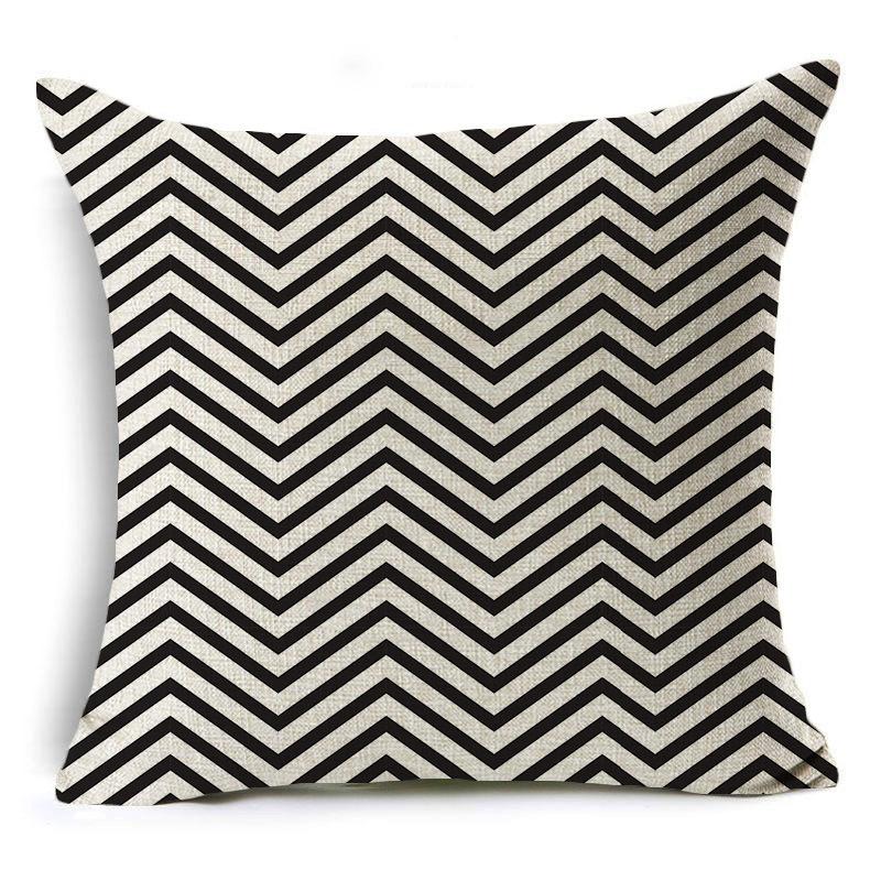 Modern Simple Black and White Geometric Linen Pillow Case Home Sofa Pillow Cushion Cover Soft Decoration