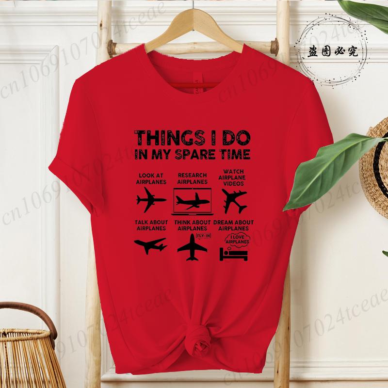 Unisexs Airplane Graphic TShirt Things I Do In My Spare Time 2026 Fashion Hip Hop Streetwear Casual Short Sleeve Tee ST01