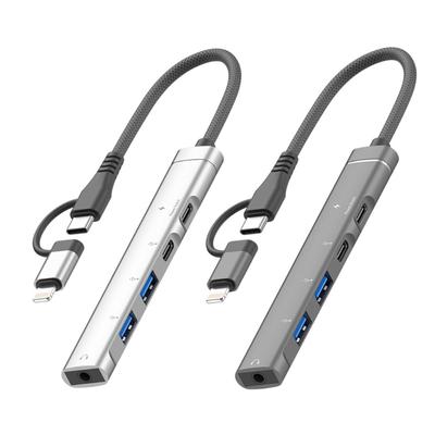 Portable USB Type C Hubs With Multiple Port Plugs And Play Adapters For Computer Peripherals Devices