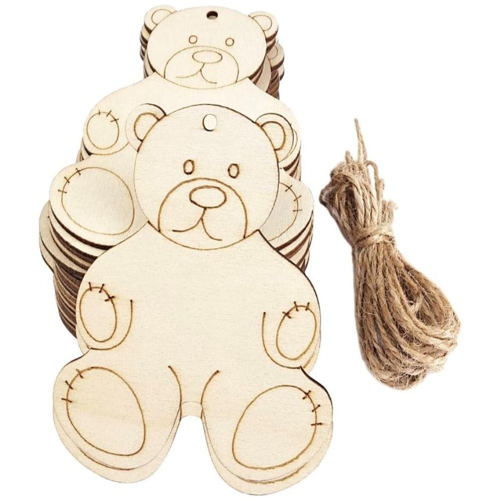20pcs Poplar Wood Material Bear Wooden Cutouts Gift Tags  for Craft Supplies