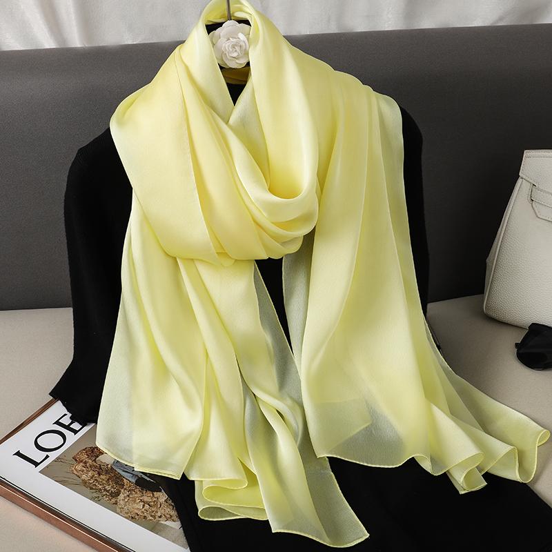 Luxury Brand Summer Solid Pure Silk Scarf Women Long Large Size Soft Wrap and Shawls Bandana Beach Hijab Head Female Foulard