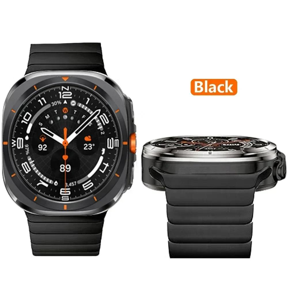 

Роскошный титановый ремешок с магнитной застежкой для Samsung Galaxy Watch 7 Ultra 47 мм, браслет-звенья для SAMSUNG GALAXY ULTRA 47 ММ, мужской ремешок Galaxy Watch Ultra чёрный