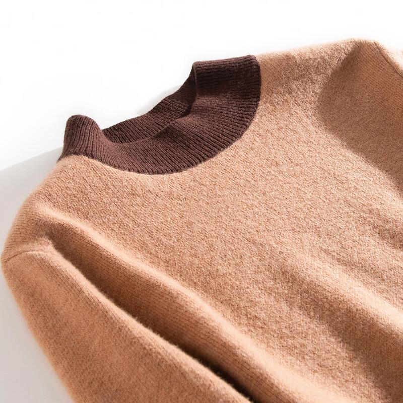 TUHUANG Women's 100% Pure Wool Semi-High Collar Knitted Sweater