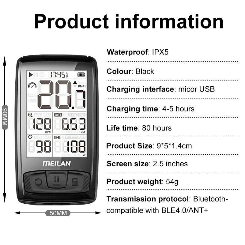 Meilan M4 BALDE Wireless Bicycle Speedometer Waterproof Bike Odometer Computer Training Cadence Speed Sensor Stopwatch Cycling