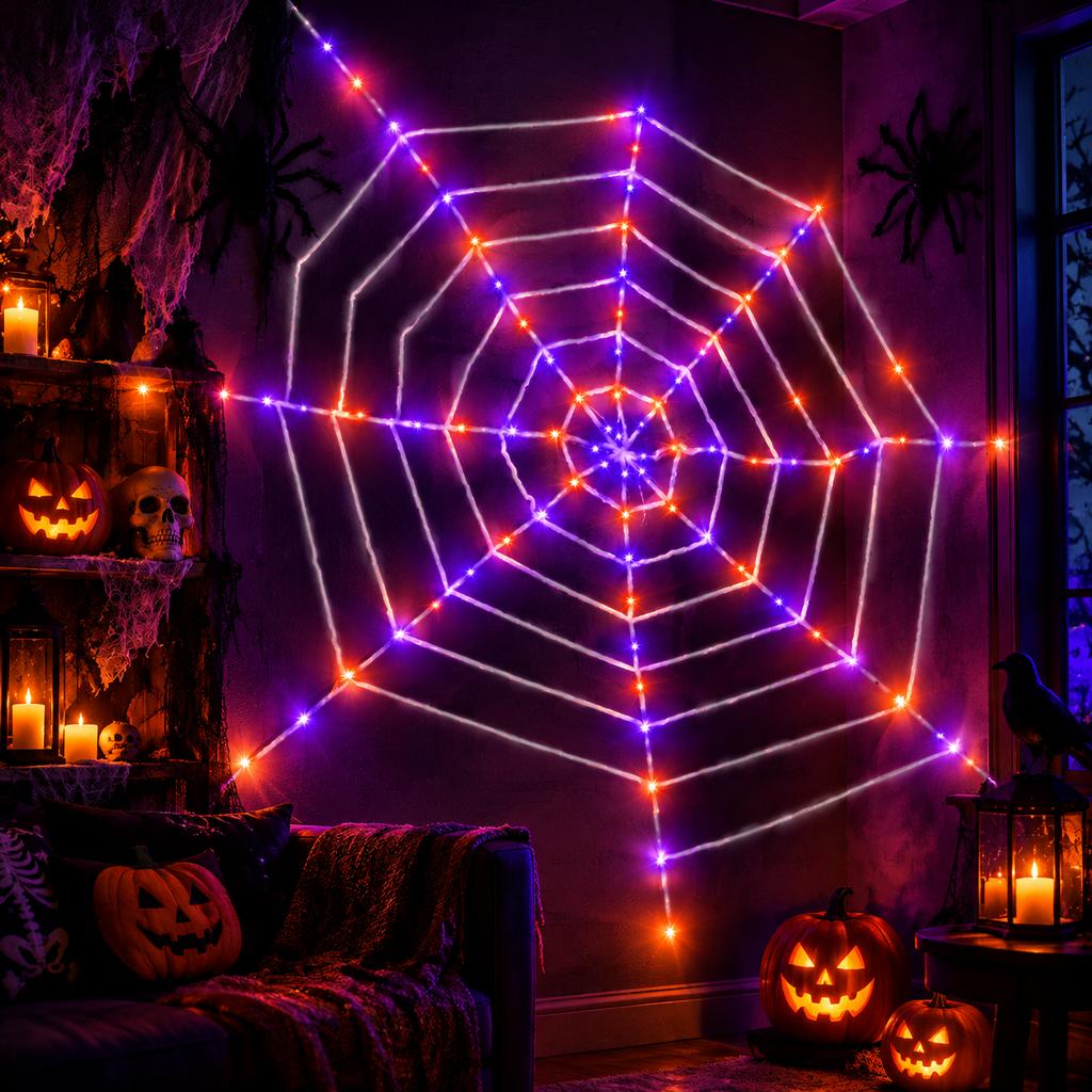 Halloween LED Glowing Spider Web Decoration