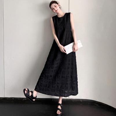 DIMANAF 2026 Sommer Neu Übergröße Damen Ärmelloses Schwarzes Maxikleid Elegant A-Linie Einfarbiges Langes Westenkleid