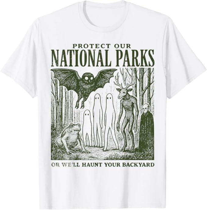 Funny Mothman National Parks Cryptid Weirdcore Horror Tees T Shirts