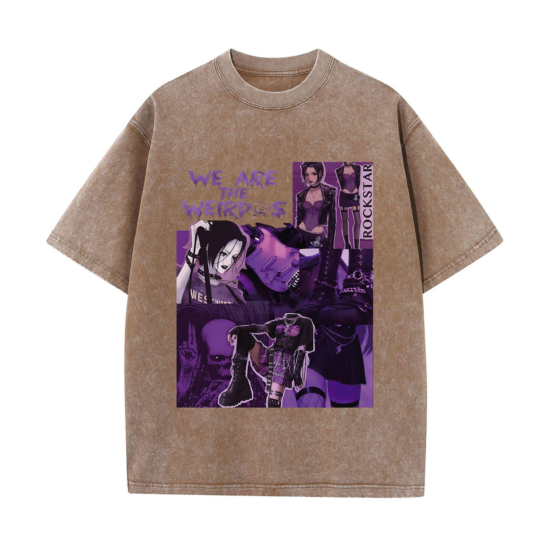 Japanse Anime Nana Osaki Print Vintage Gewassen T-shirt Harajuku Street Style Grafisch Korte Mouw Katoenen T-shirt XL